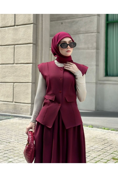 Louisa Vest Top in Burgundy Louisa Vest Top in Burgundy