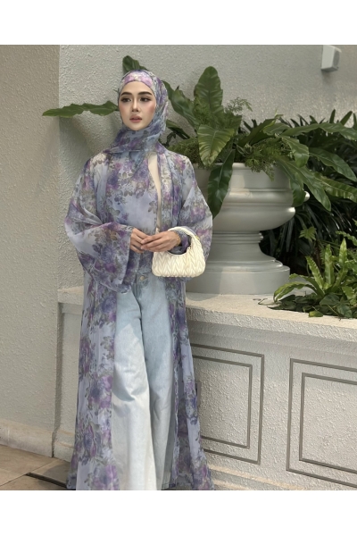 Fleur Abaya in Dusty Blue Fleur Abaya in Dusty Blue