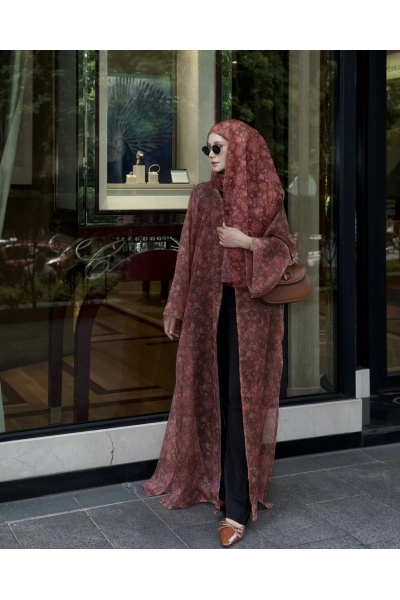 Fleur Abaya in Mahogany Brown Fleur Abaya in Mahogany Brown
